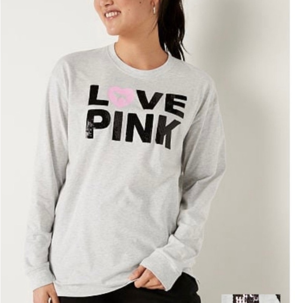 VS PINK NEW RELEASE ORIGINALS LONG SLEEVE CAMPUS T